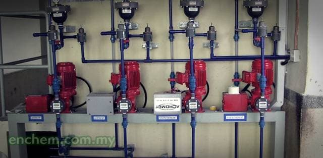 Acromet 2500 series metering pump c w Servo Motor Auto Stroke Control Dosing at Bukit Mertajam WTP